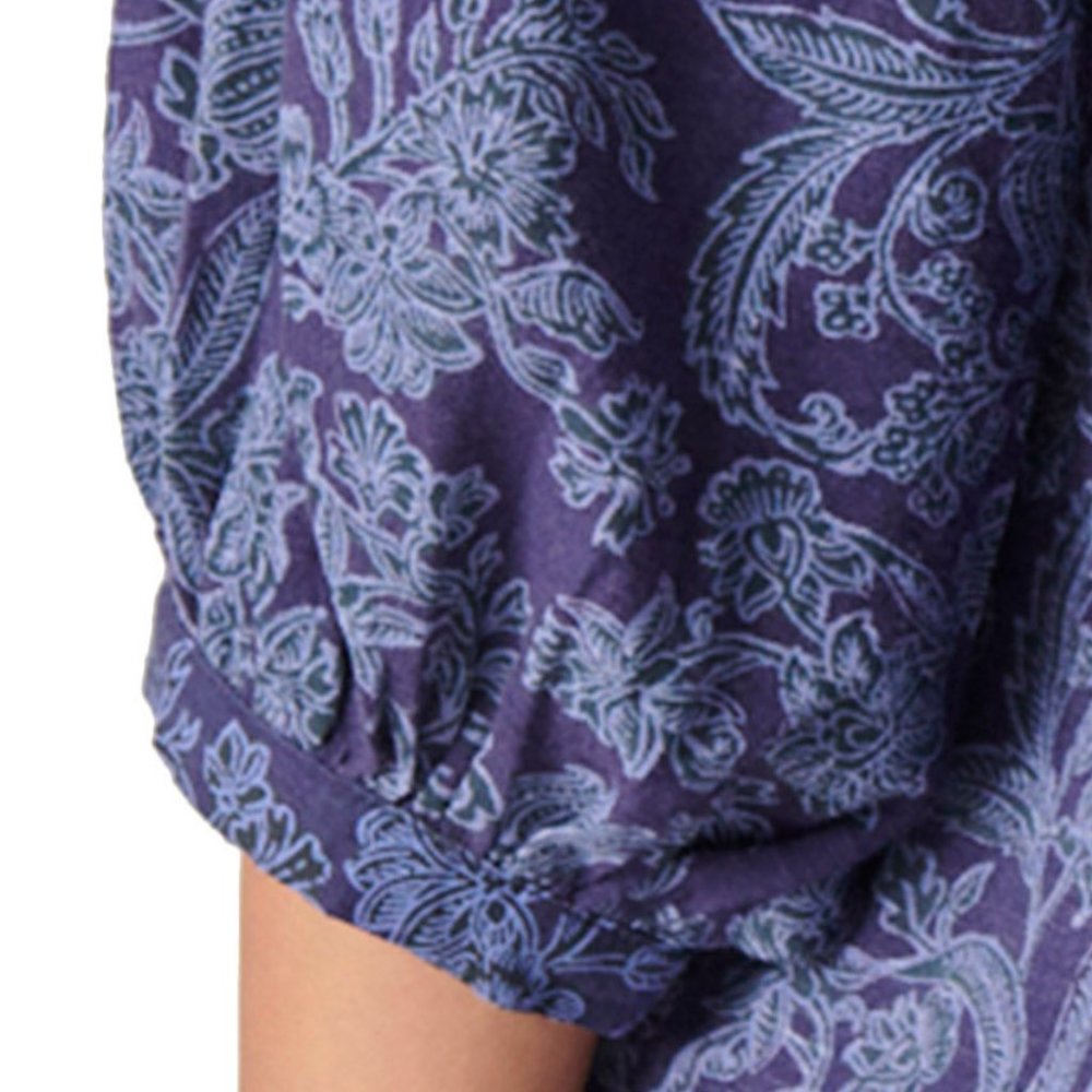 Lucky Brand Tonal Embroidered Square Neck Top - Navy Multi - Picture 5 of 7